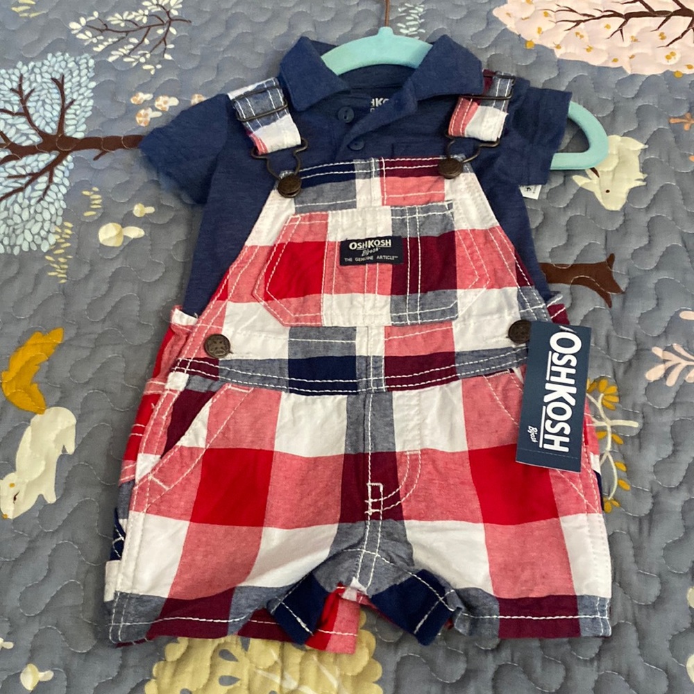Osh gosh short overall set